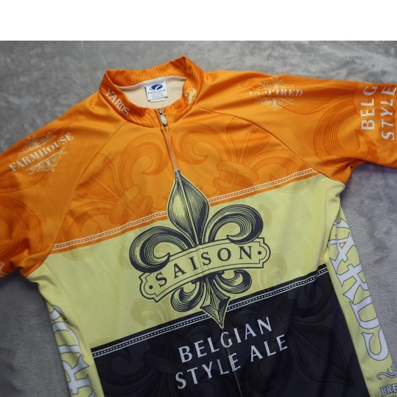 Voler Men's Yards Brewing Saison Belgian Style Ale Cycling Jersey Orange XL - Picture 2 of 12